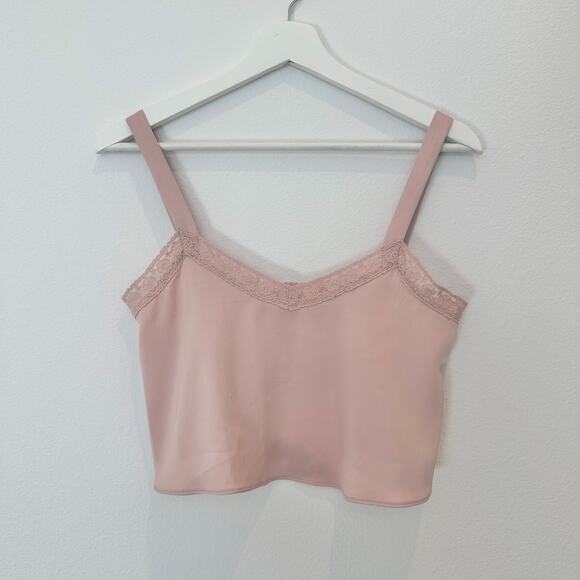 NWT Urban Outfitters mauve pink lace trimmed cropped cami tank top XS - Picture 1 of 5